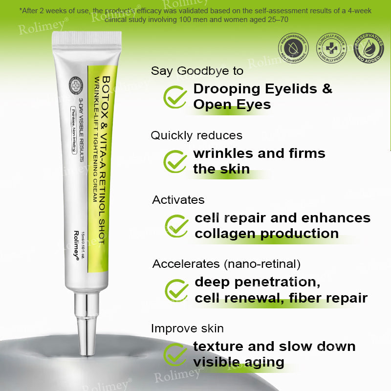 👨‍⚕️Made and shipped from Australia 💫Rolimey® Botox & Vita-A Retinol Shot Wrinkle-Lift Tightening cream - Last Day Promotion 70% OFF