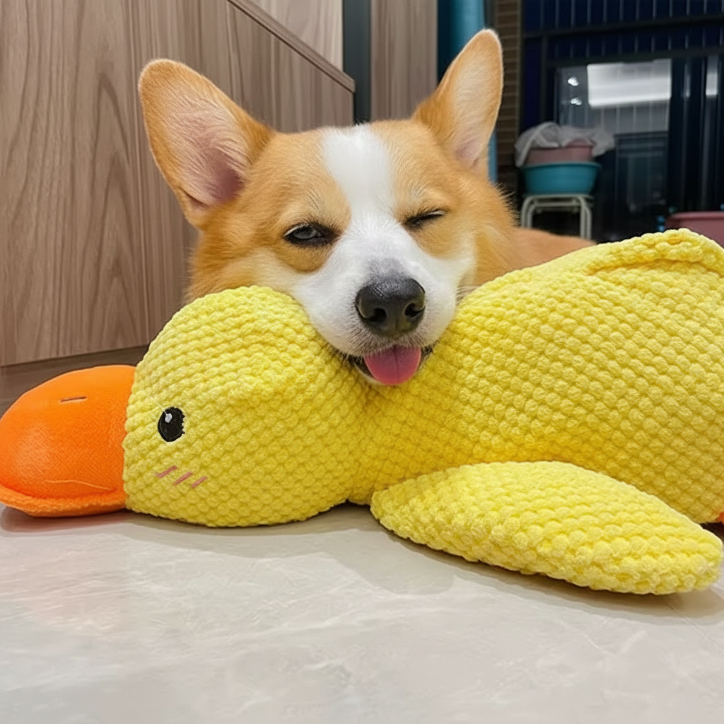 Plush Duck Toy – Soft Companion with Squeak Sound for Dogs